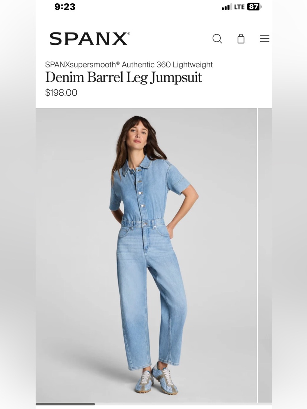 SPANX Light Blue Straight-Leg Denim Jumpsuit Sz 2xNWT